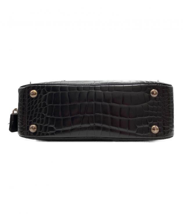 中古・古着通販】PRADA (プラダ) クロコ型押し ハンドバッグ ブラック