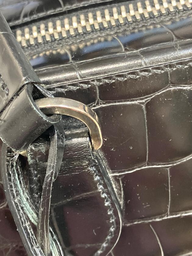 中古・古着通販】PRADA (プラダ) クロコ型押し ハンドバッグ ブラック
