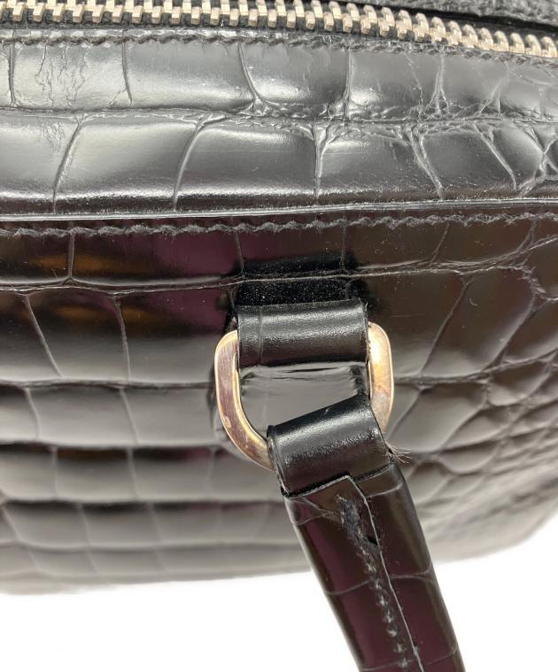 中古・古着通販】PRADA (プラダ) クロコ型押し ハンドバッグ ブラック