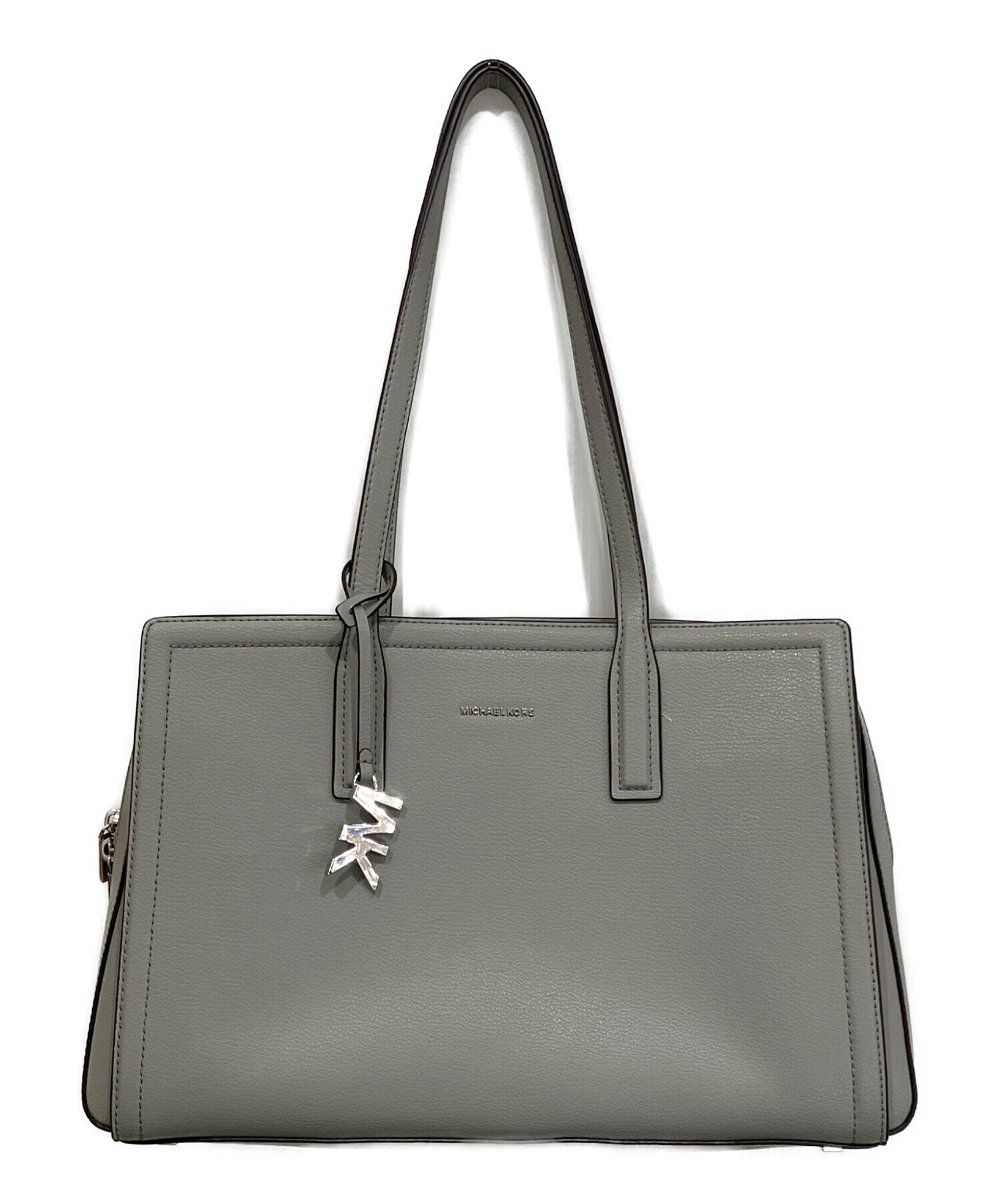 MICHAEL KORS グレー レザートートバッグ 中古・古着通販】MICHAEL KORS (マイケルコース) LAILA ペプルレザー