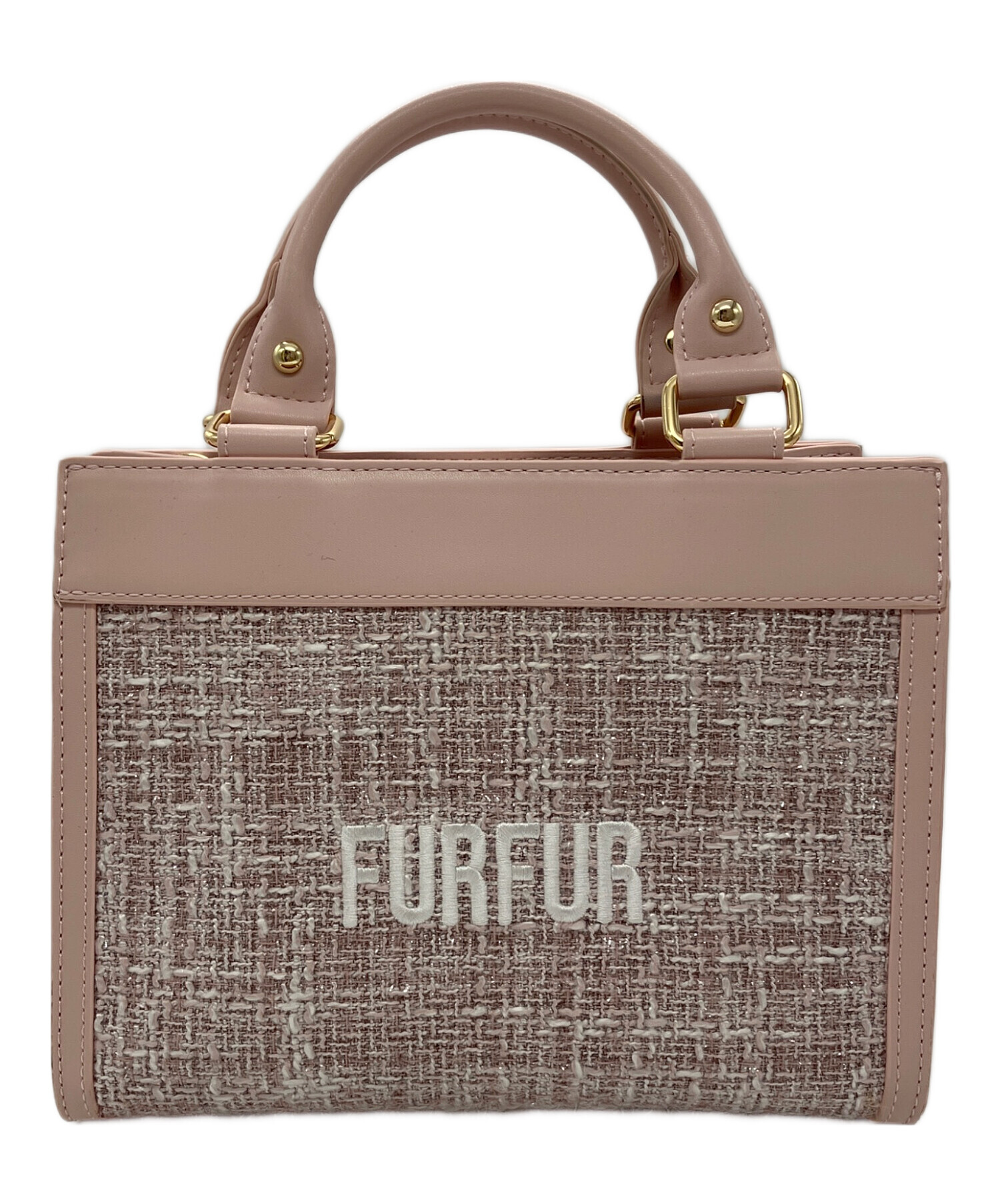中古・古着通販】furfur (ファーファー) ツイードロゴトートバッグ 