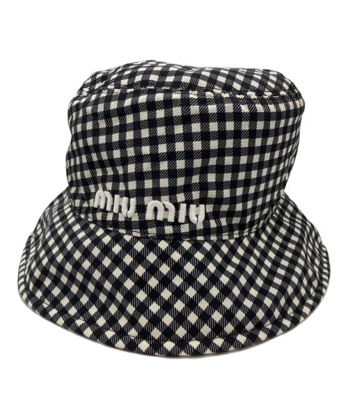 即購入ok！ miumiu バケハ 未使用、レシート有り 値下げ中 中古・古着通販】MIU MIU (ミュウミュウ) ギンガムチェック ロゴ刺繍