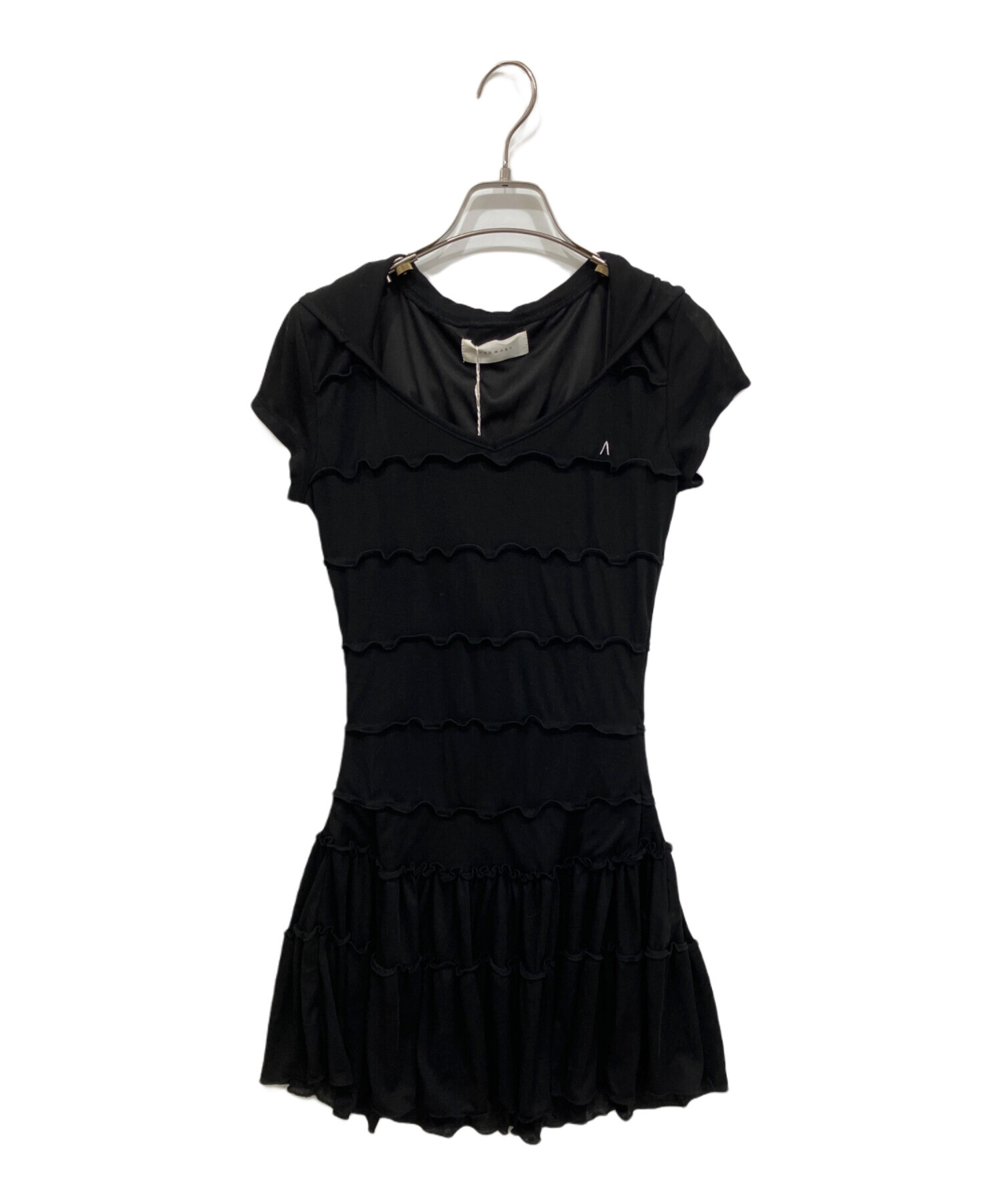 【美品】ANDMARY ブラック 半袖 ミニワンピース 中古・古着通販】ANDMARY (アンドマリー) リサフルールミニドレス
