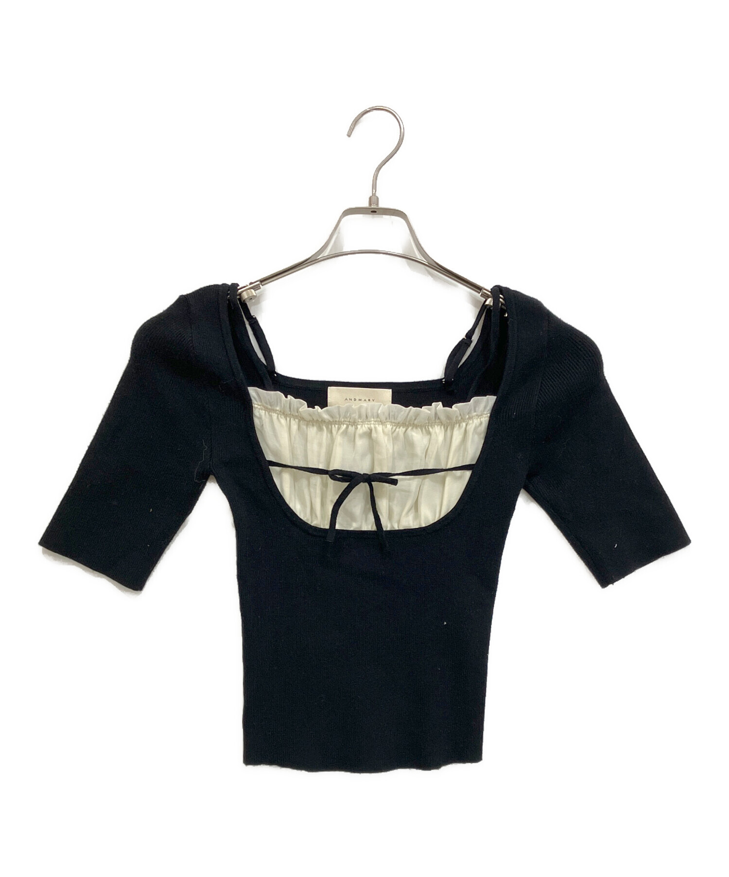 中古・古着通販】andmary (アンドマリー) Mew frill tops ブラック