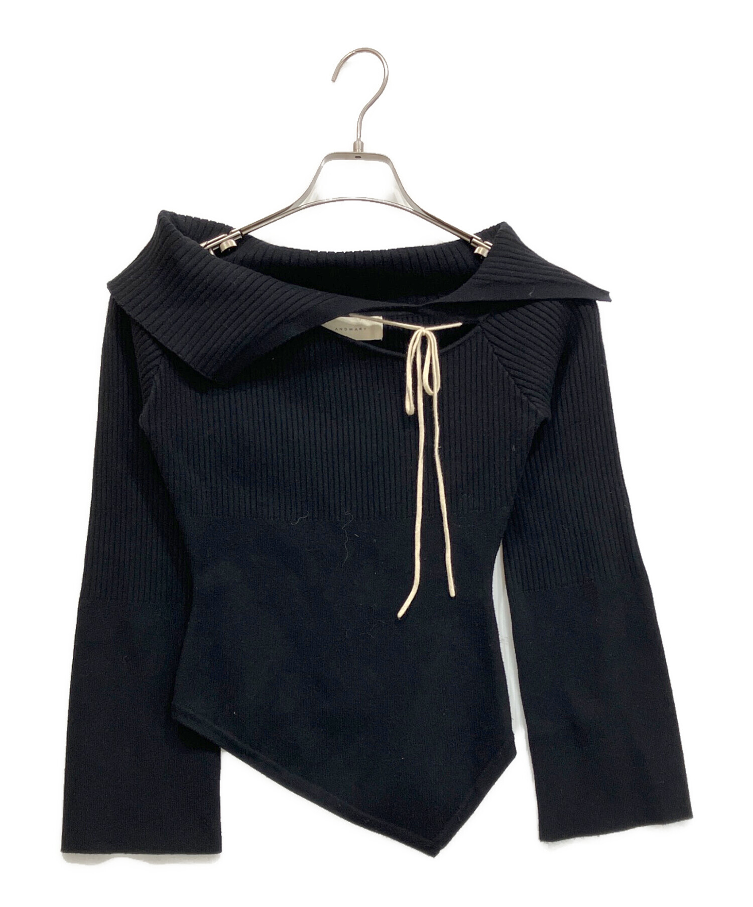中古・古着通販】andmary (アンドマリー) Amari ribbon tops ブラック