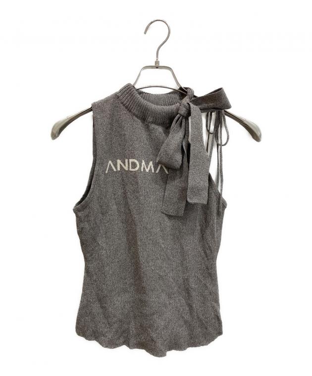 トップス Mary logo ribbon tank gray ANDMARY】Mary logo tank