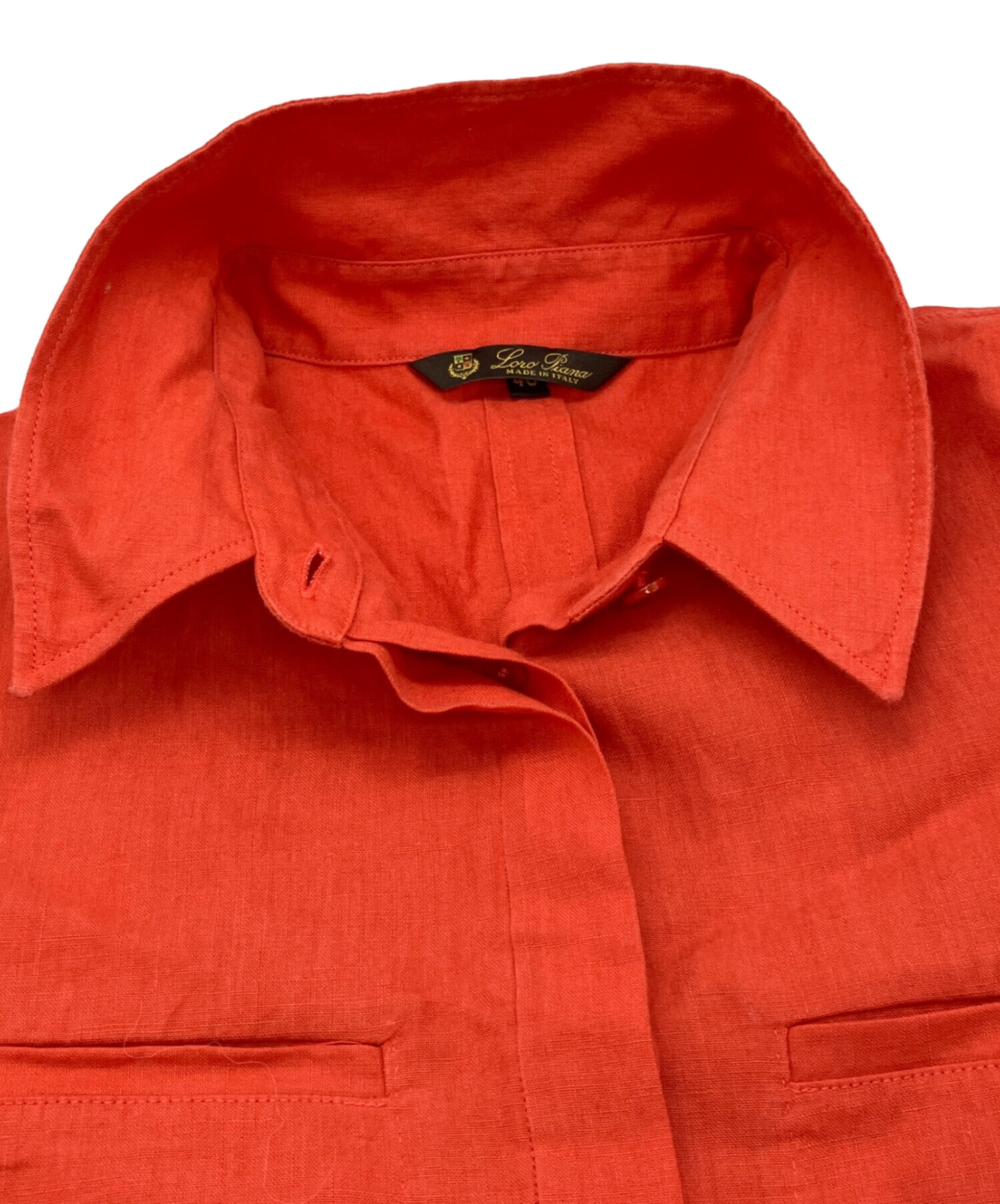 Loro Piana ロロピアーナ カジュアルシャツ M オレンジ 【古着】【中古】【送料無料】 中古・古着通販】LORO PIANA (ロロピアーナ) リネンシャツ レッド