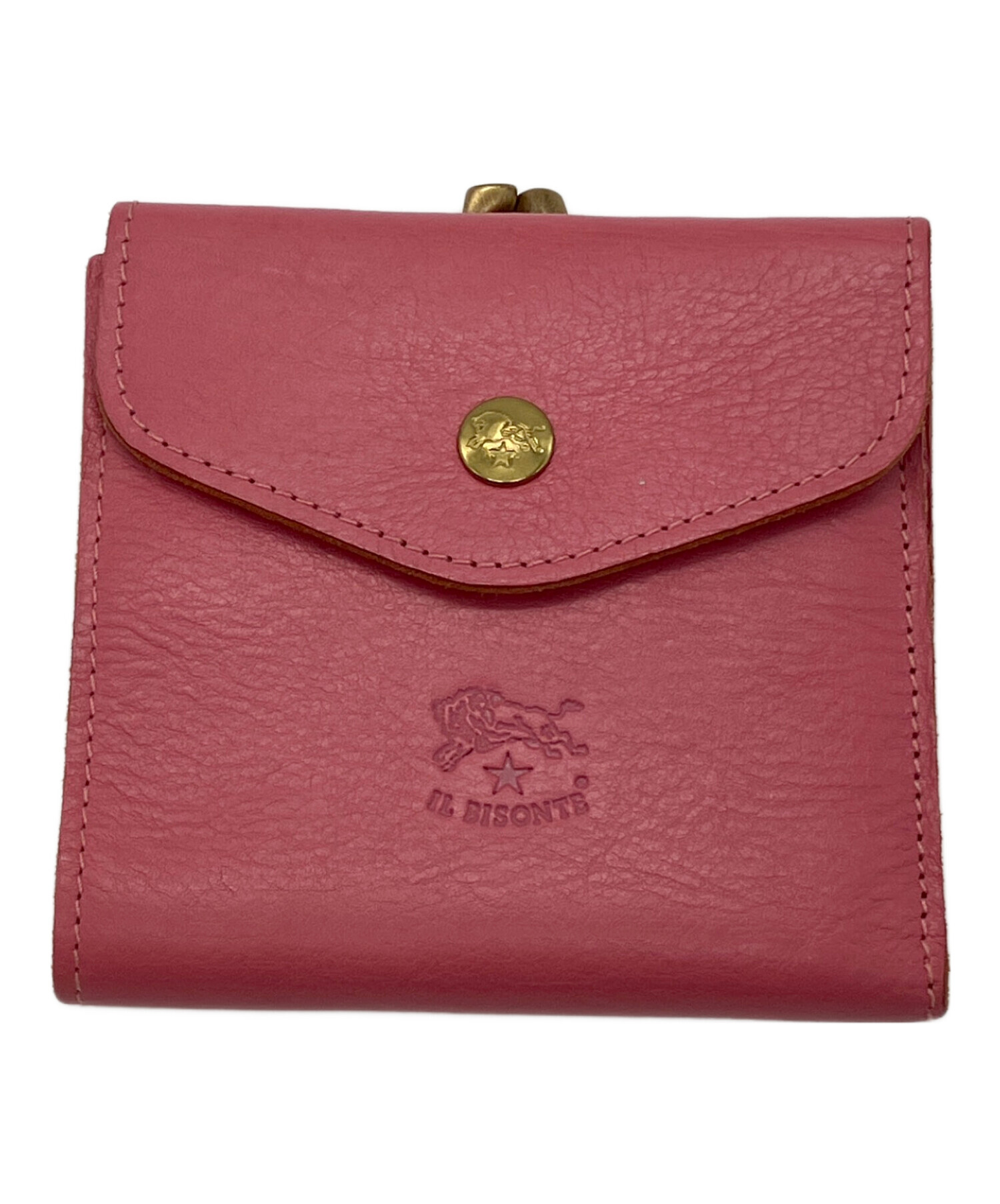 IL BISONTE 二つ折り財布 ピンク 中古・古着通販】IL BISONTE (イル ビゾンテ) がま口 2つ折り財布