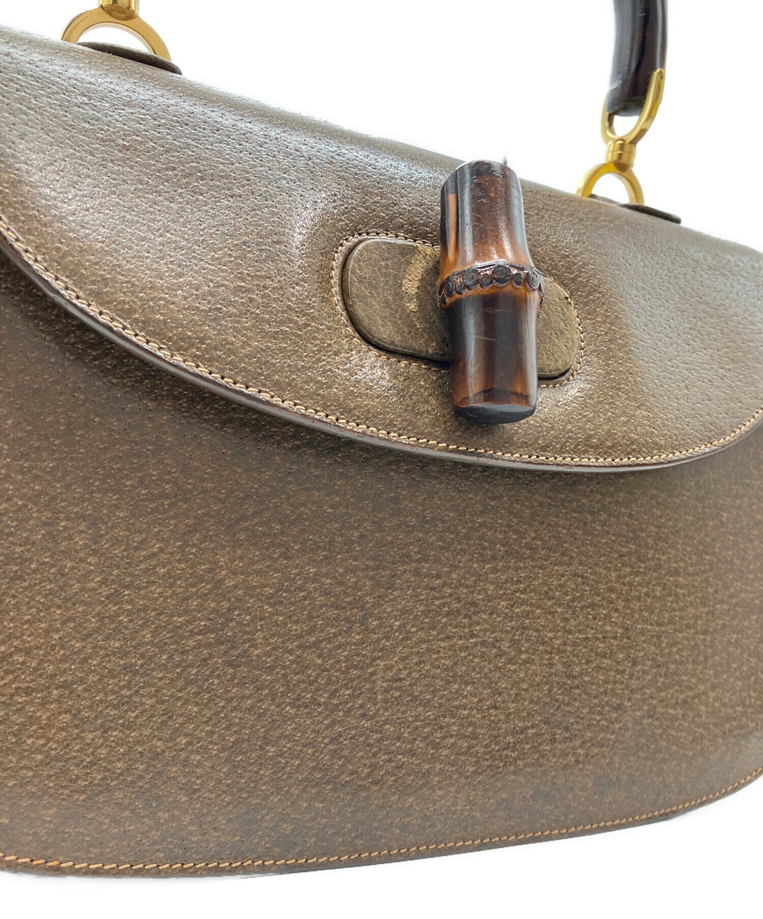 中古・古着通販】GUCCI (グッチ) バンブーハンドルバッグ ブラウン