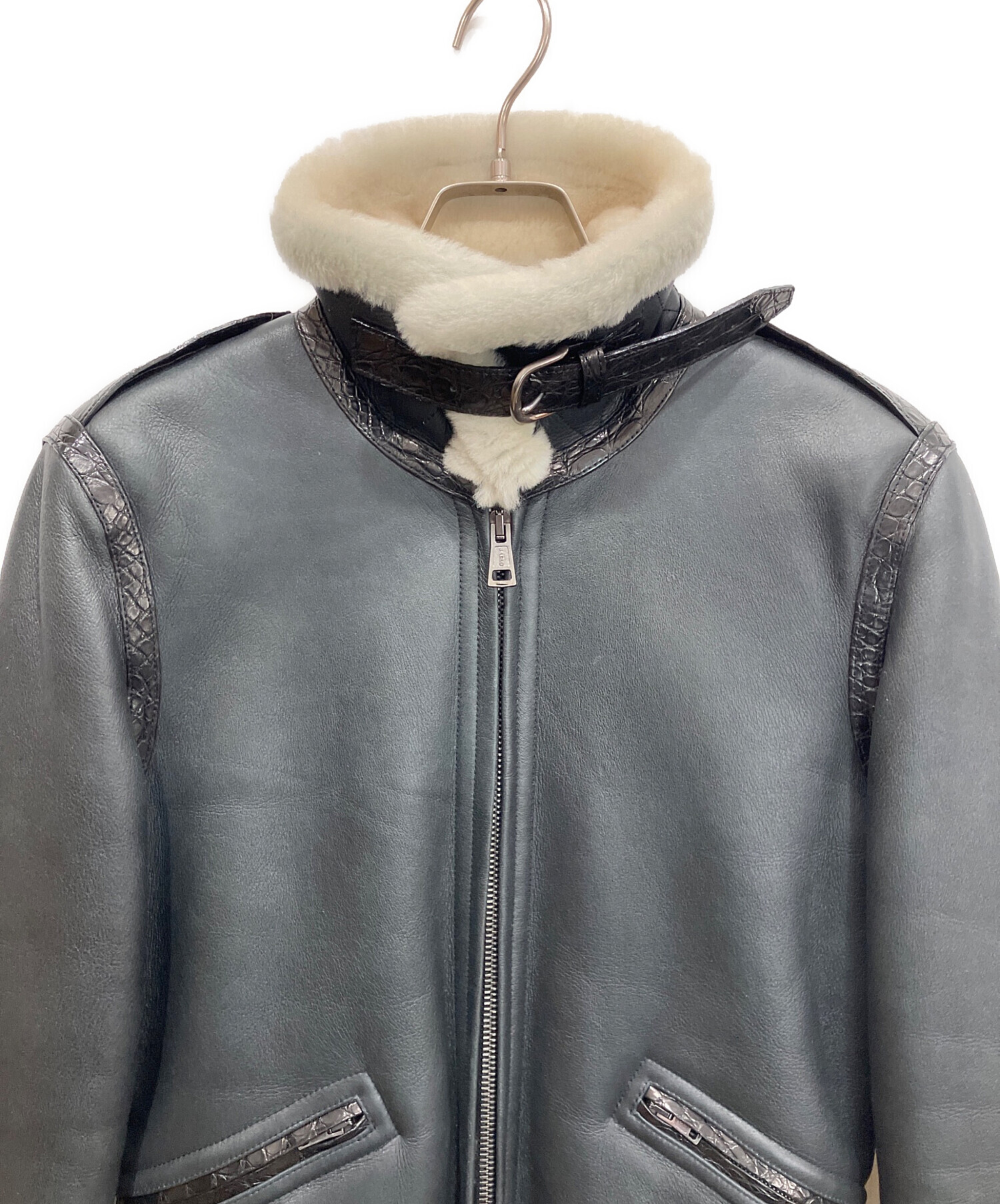 中古・古着通販】AKM (エーケーエム) B-6 クロコ切替ムートンフライト