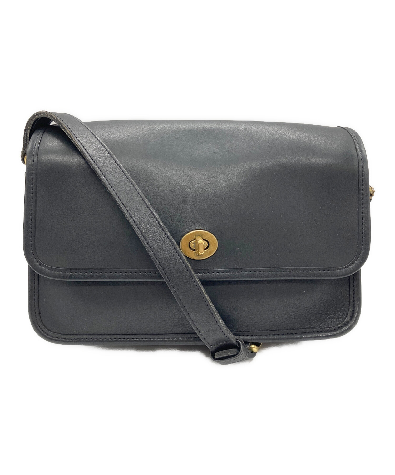 中古・古着通販】COACH (コーチ) レザーショルダーバッグ ブラック 