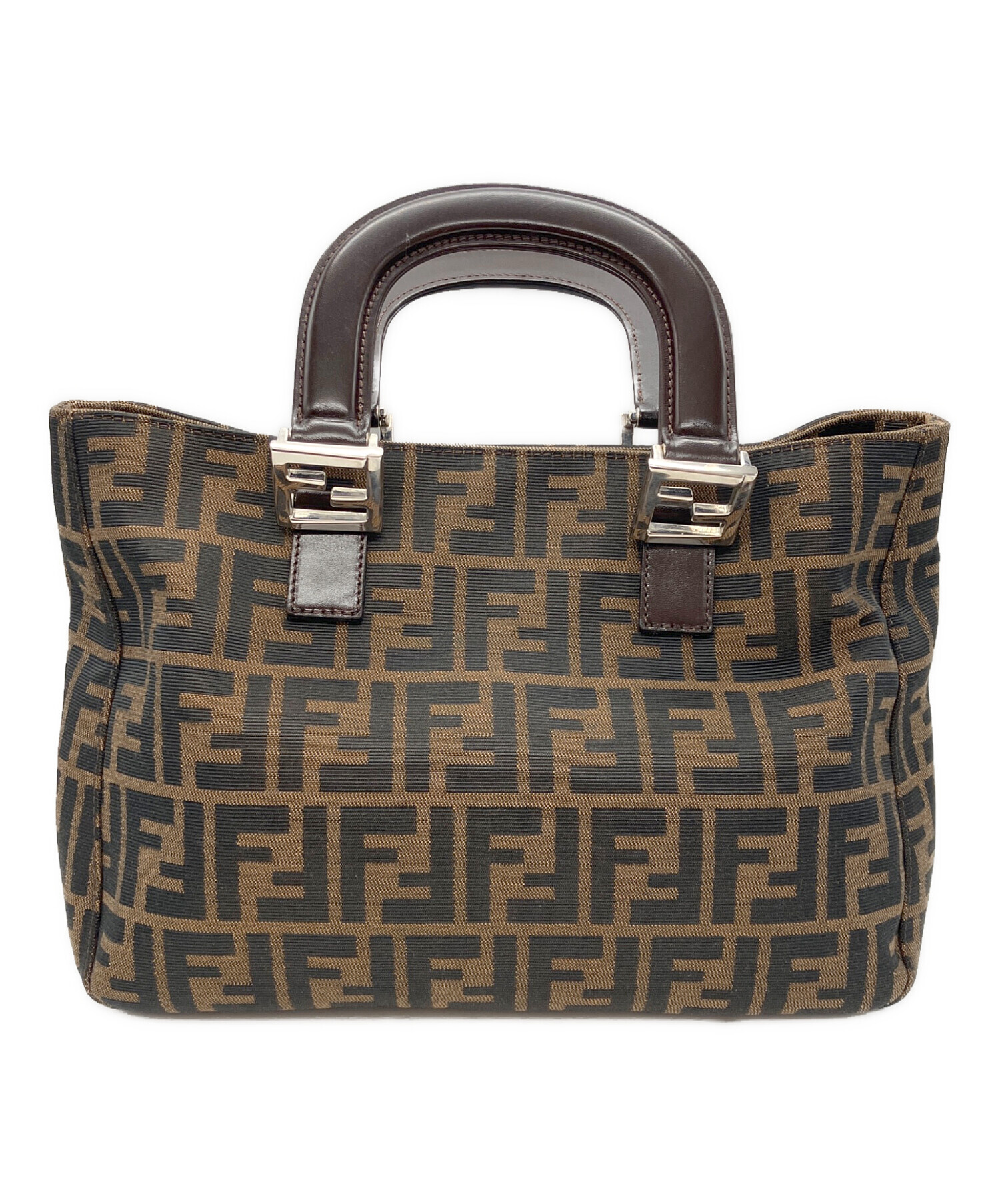 【美品】フェンディ　ハンドバッグ　ズッカ　キャンバス　シルバー金具　ブラウン　革 中古・古着通販】FENDI (フェンディ) ハンドバッグ ブラウン｜ブランド