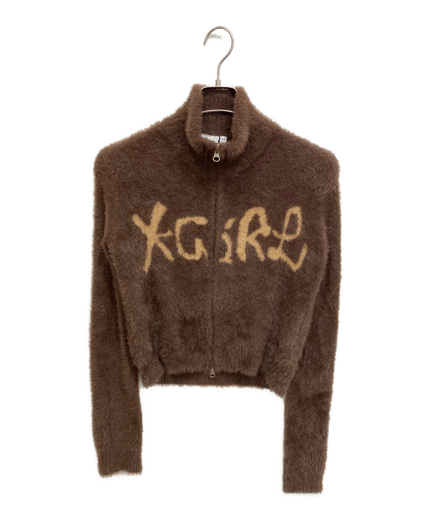 X-girl ニットジャケット 中古・古着通販】X-girl (エックスガール) LOGO JACQUARD ZIP UP