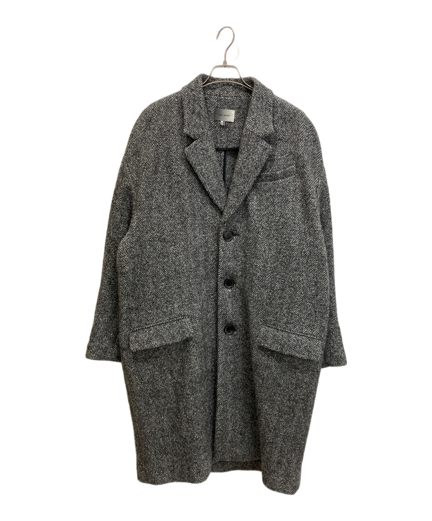 イタリア製 80s 90s ヘリンボーンチェック コート オリーブ L 古着 中古・古着通販】ISABEL MARANT (イザベルマラン) ヘリンボーン ウール