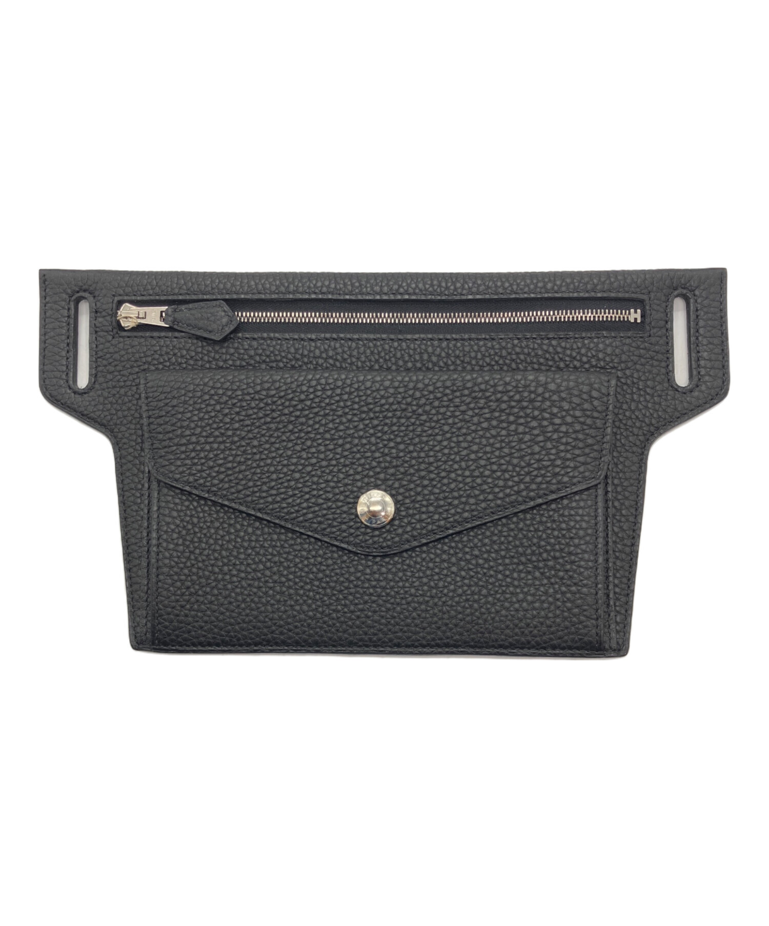 中古・古着通販】HERMES (エルメス) レザー ベルトポーチ ブラック