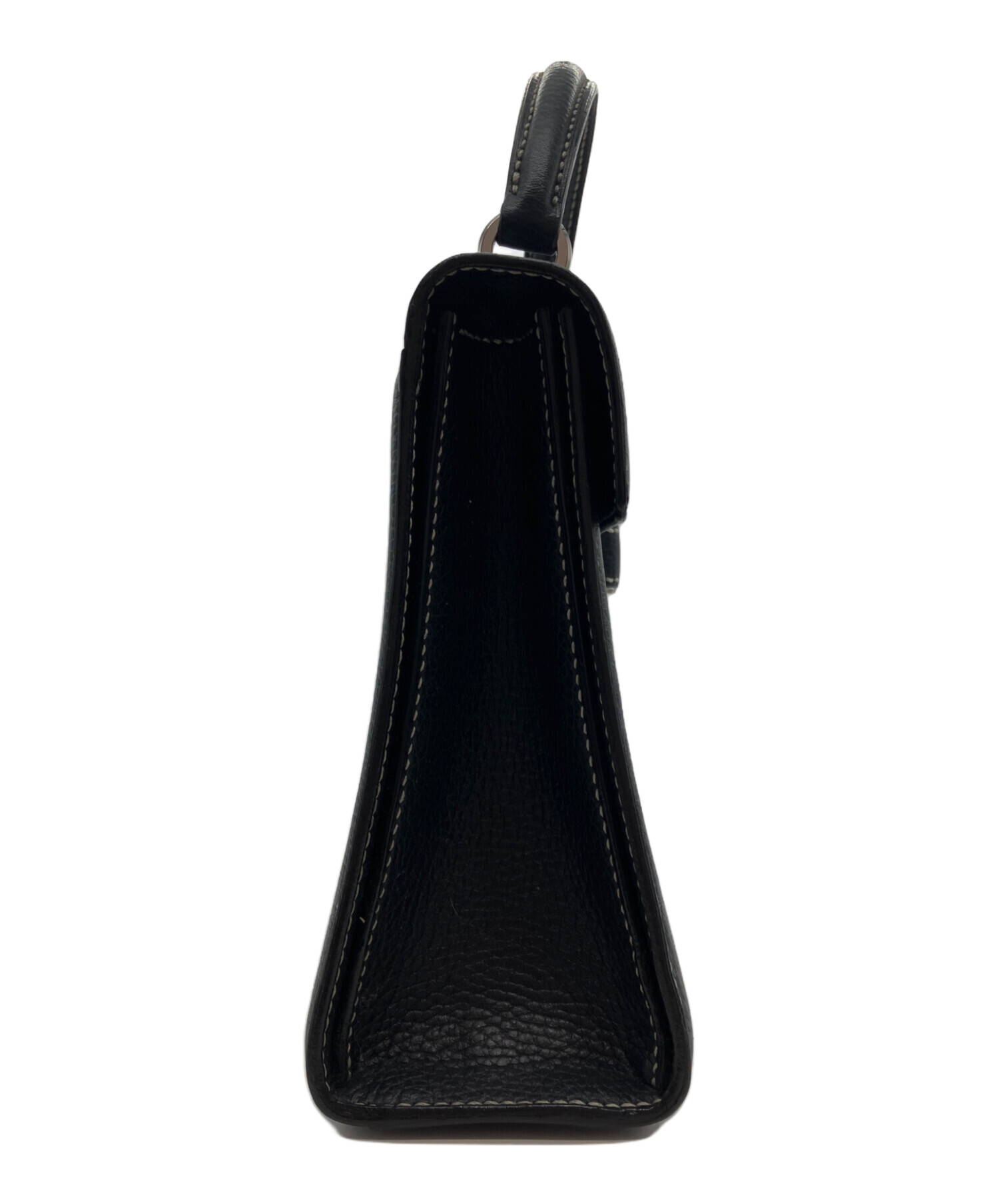 中古・古着通販】WAKO (ワコー) シボ革ハンドバッグ ネイビー