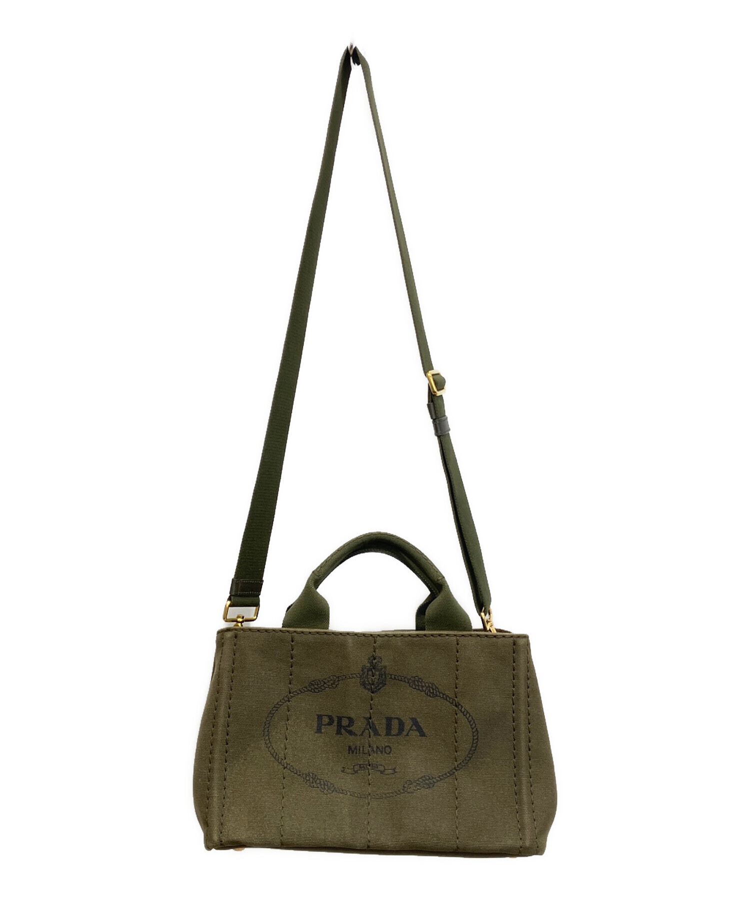 PRADA カナパ トートバッグ 2way グリーン 中古・古着通販】PRADA (プラダ) カナパ2WAYバッグ グリーン｜ブランド