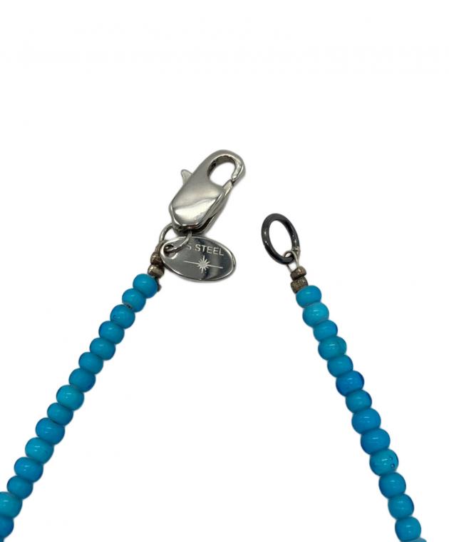 SAAD サード 特大 フェザー ターコイズ 【美品】紐ビーズ付き トップ 中古・古着通販】SAAD (サード) ターコイズ ビーズネックレス ブルー