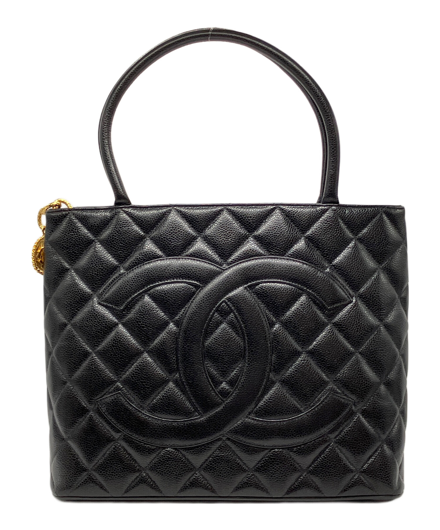 CHANEL キャビアスキン 復刻版トートバッグ ブラック 中古・古着通販】CHANEL (シャネル) 復刻 キャビアスキン トートバッグ