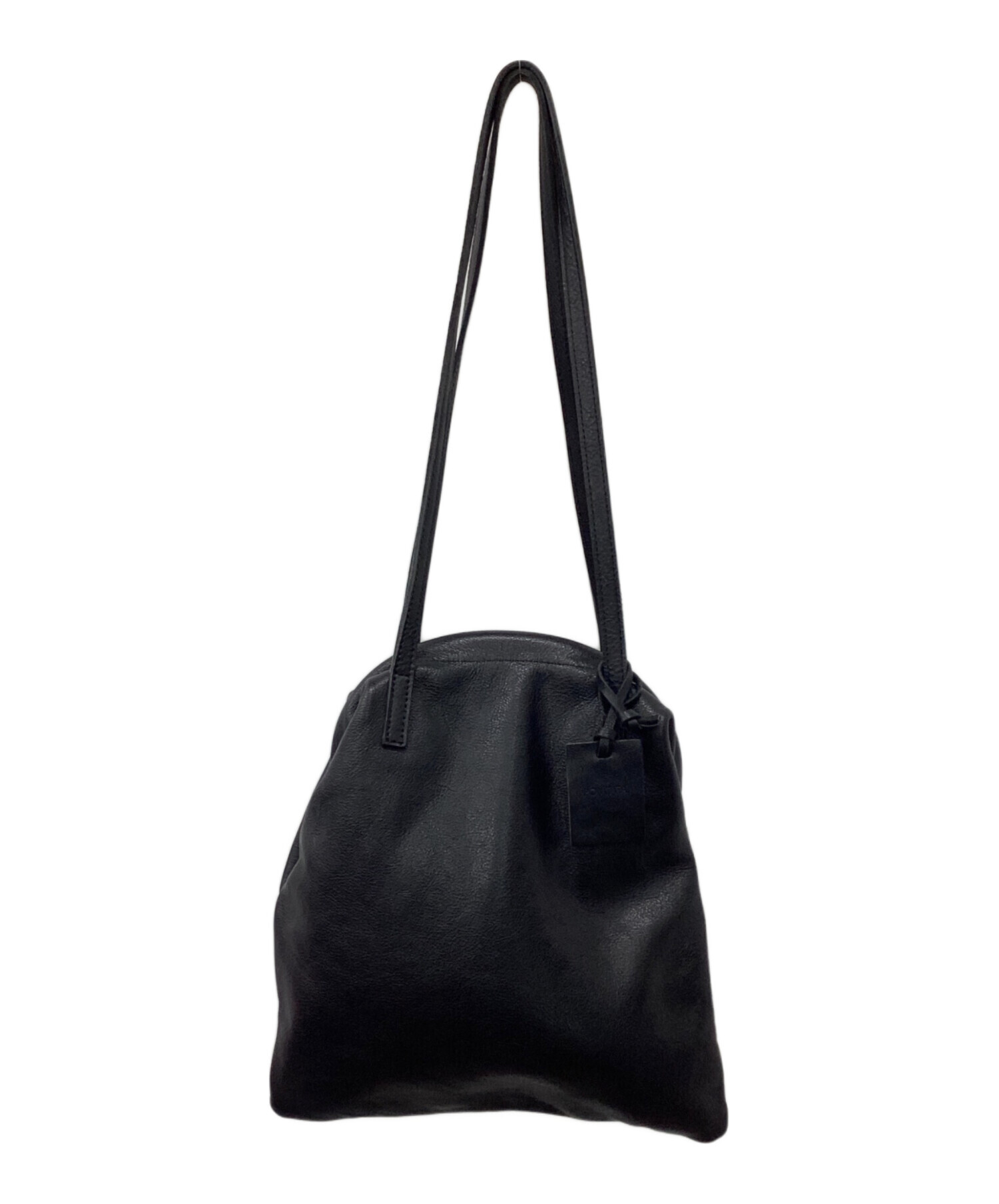 POMTATA 黒レザーガマ口トートバッグ 中古・古着通販】pomtata (ポンタタ) レザーがま口ショルダーバッグ