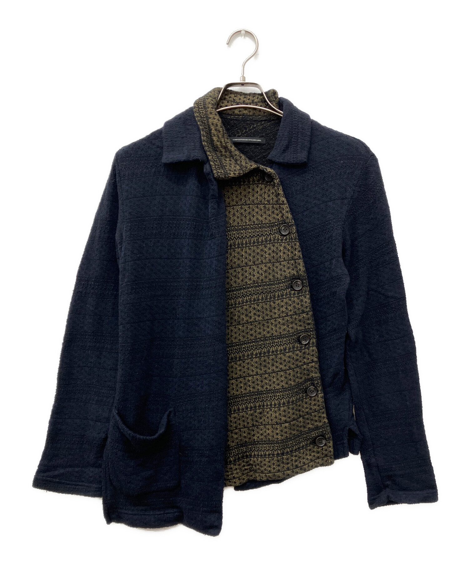 中古・古着通販】Y's (ワイズ) ジャガードニットジャケット ネイビー
