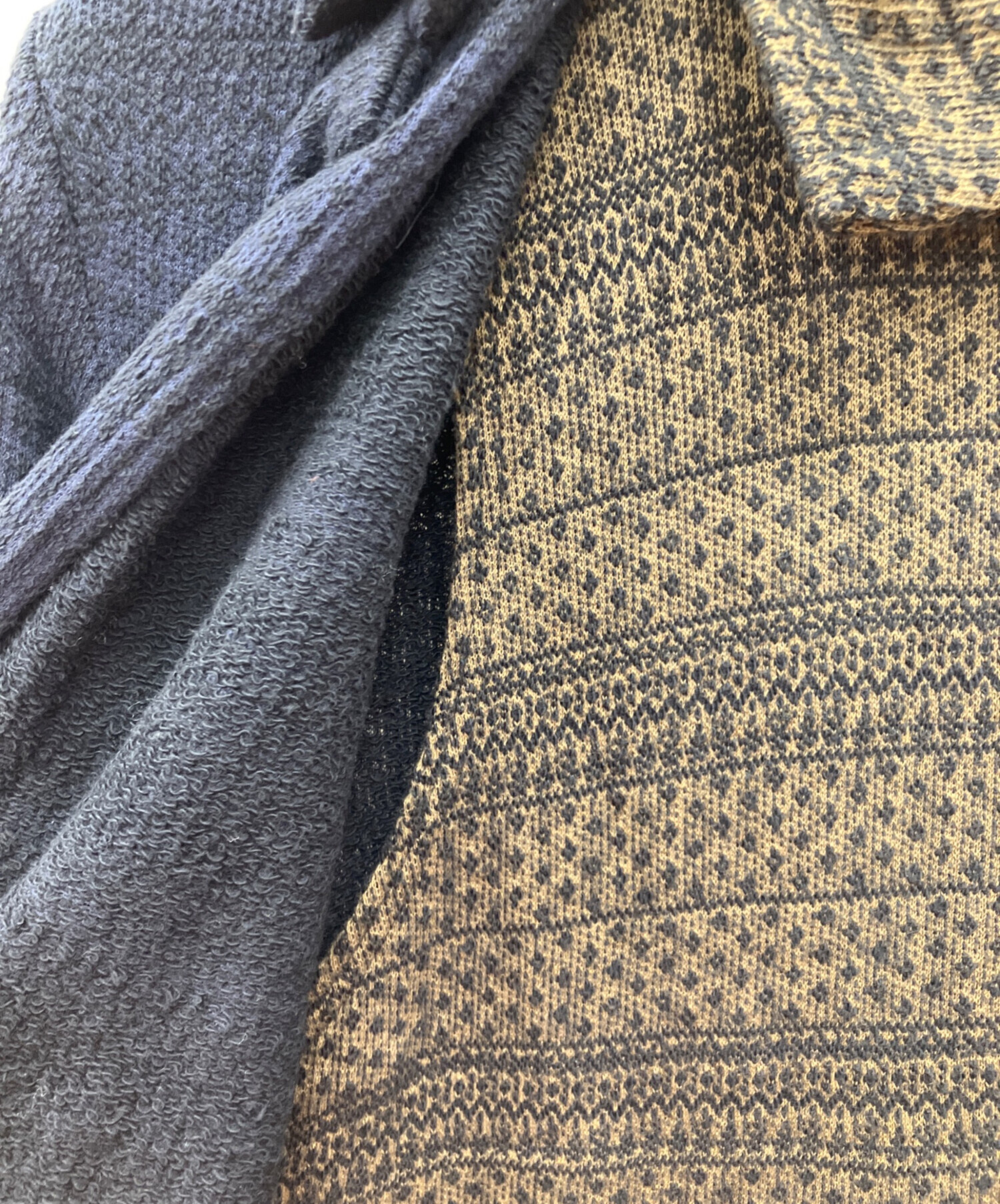 中古・古着通販】Y's (ワイズ) ジャガードニットジャケット ネイビー