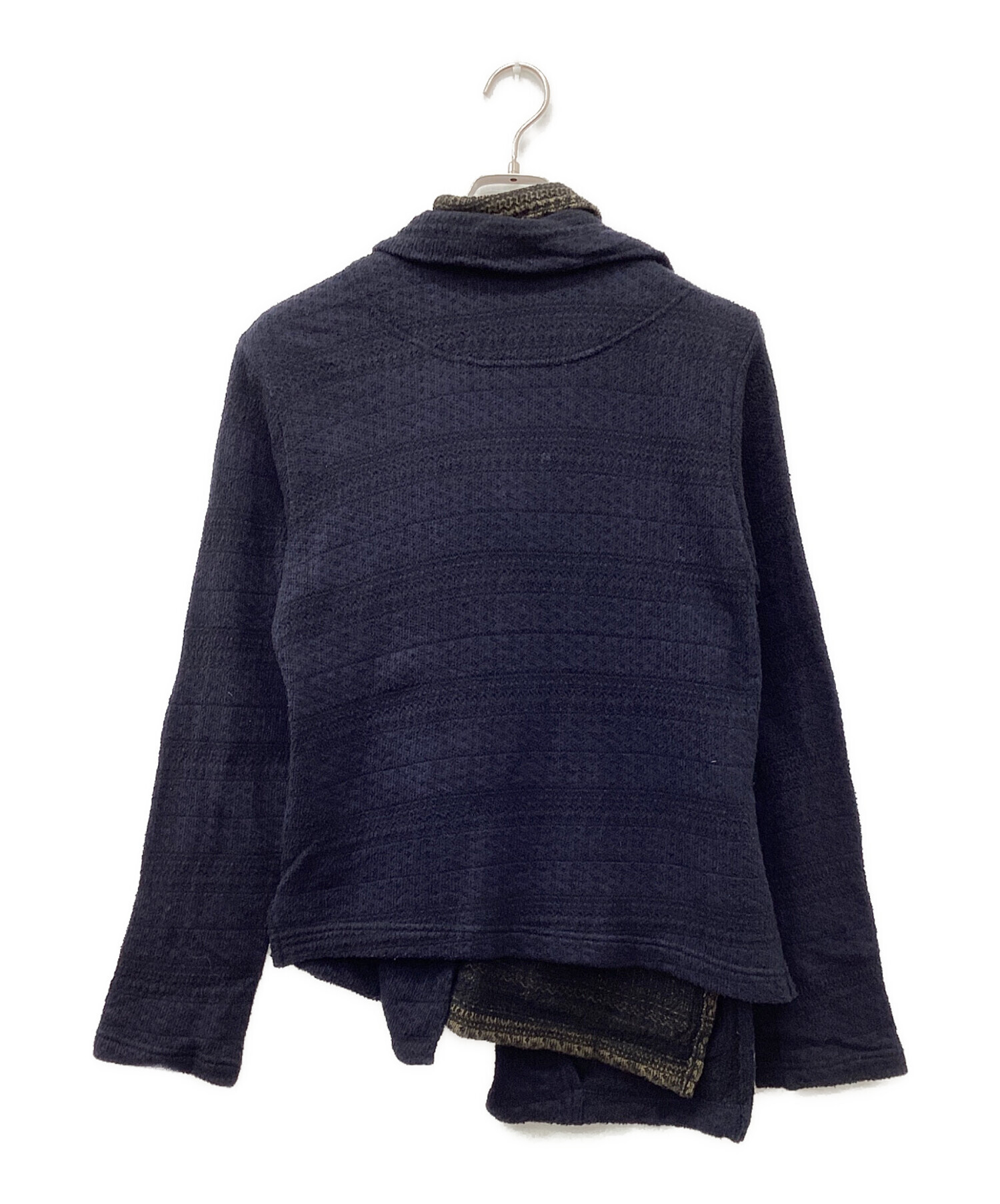 中古・古着通販】Y's (ワイズ) ジャガードニットジャケット ネイビー