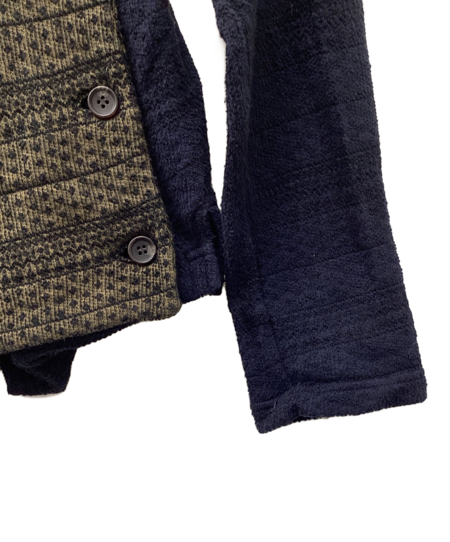 中古・古着通販】Y's (ワイズ) ジャガードニットジャケット ネイビー