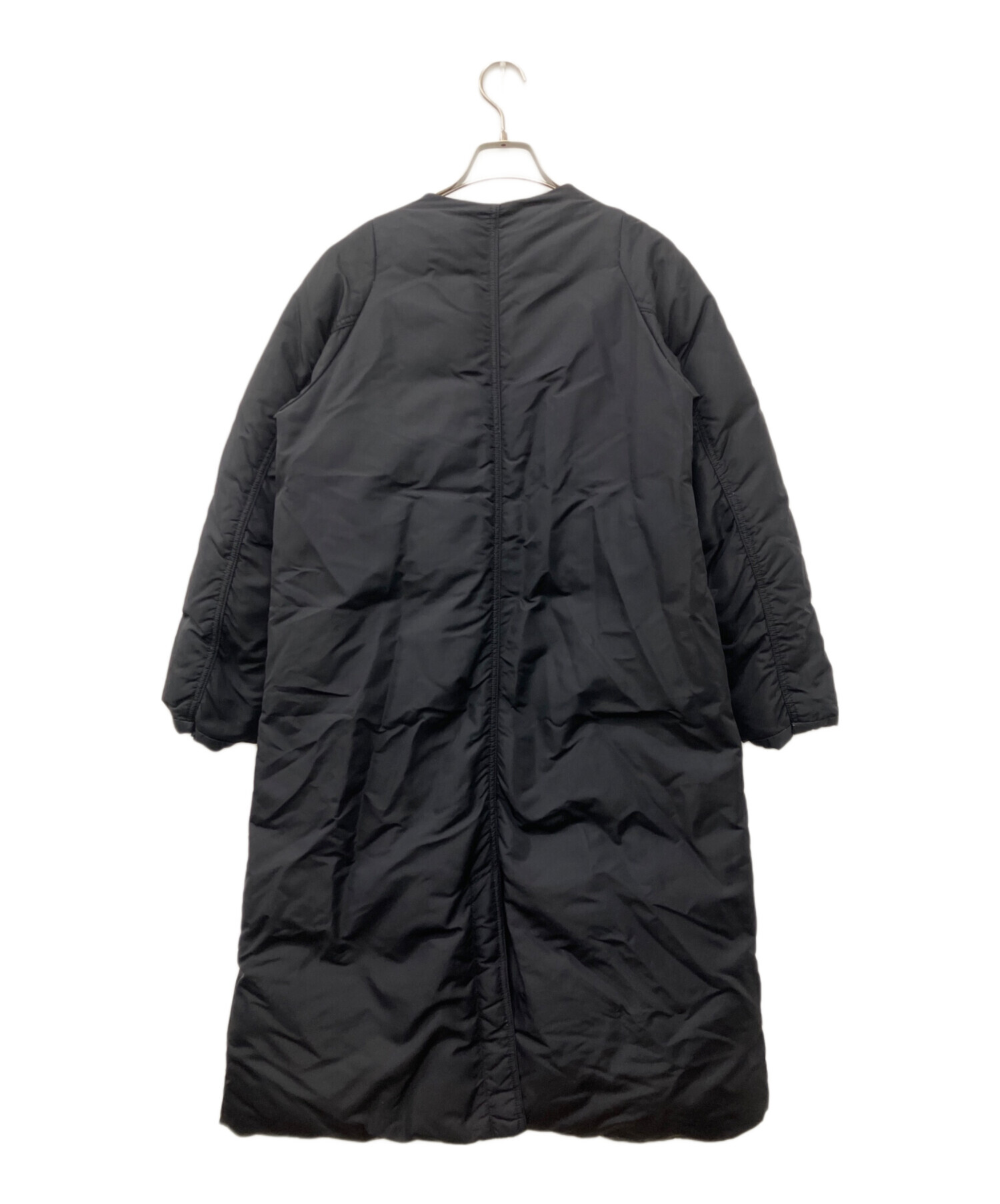 未使用タグ付き 中空タスランノーカラーコート36 中古・古着通販】ZUCCA (ズッカ) ノーカラーダウンコート ブラック