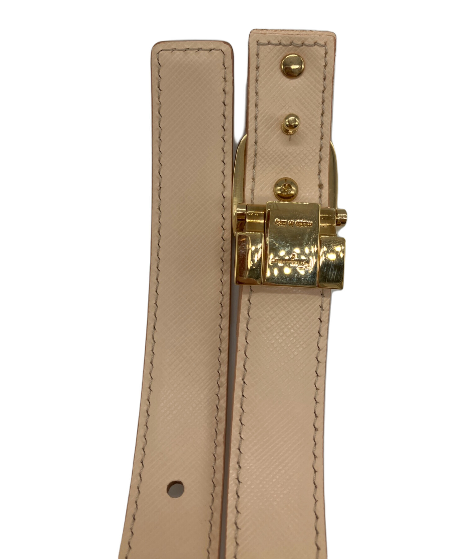 サルヴァトーレフェラガモ ブラウン ベルト ゴールドバックル 本革 リボン 中古・古着通販】Salvatore Ferragamo (サルヴァトーレ フェラガモ