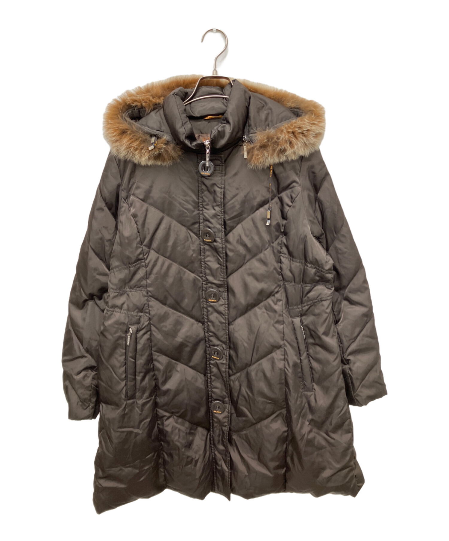 中古・古着通販】BALMAIN (バルマン) ダウンコート ブラウン サイズ:L 