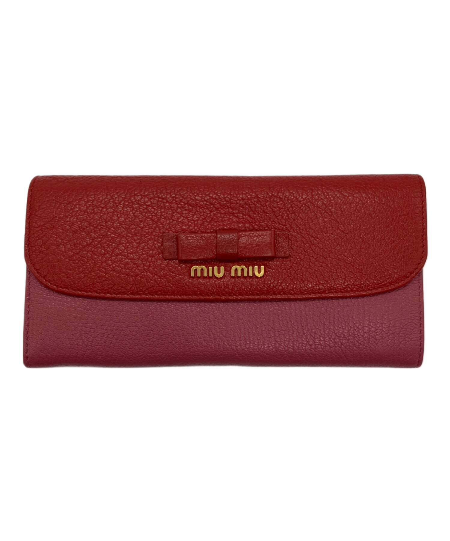 中古・古着通販】MIU MIU (ミュウミュウ) リボン長財布 レッド サイズ 