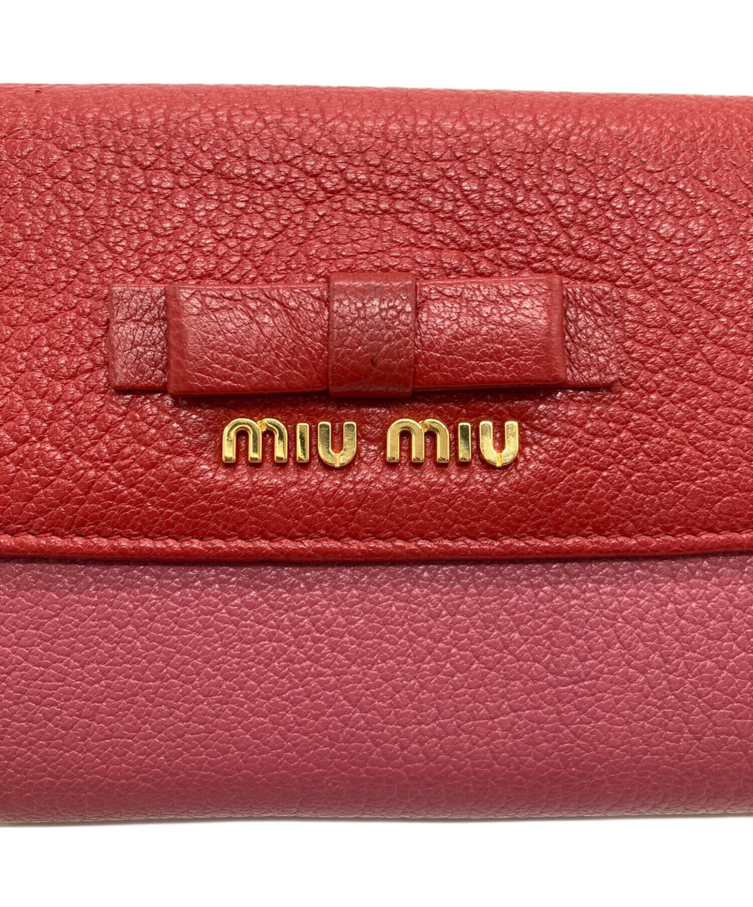 miumiu 長財布 エナメル リボン シンプル 赤 #c8027BSG MIU MIU 