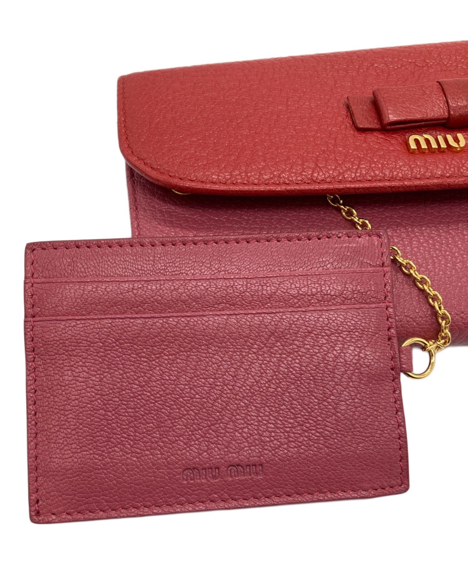 中古・古着通販】MIU MIU (ミュウミュウ) リボン長財布 レッド サイズ 