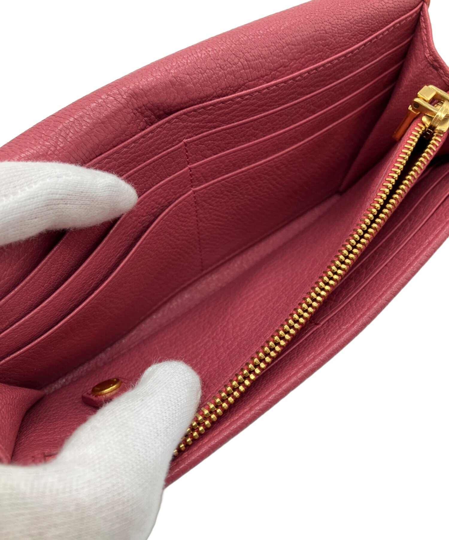 miumiu 長財布 エナメル リボン シンプル 赤 #c8027BSG MIU MIU 