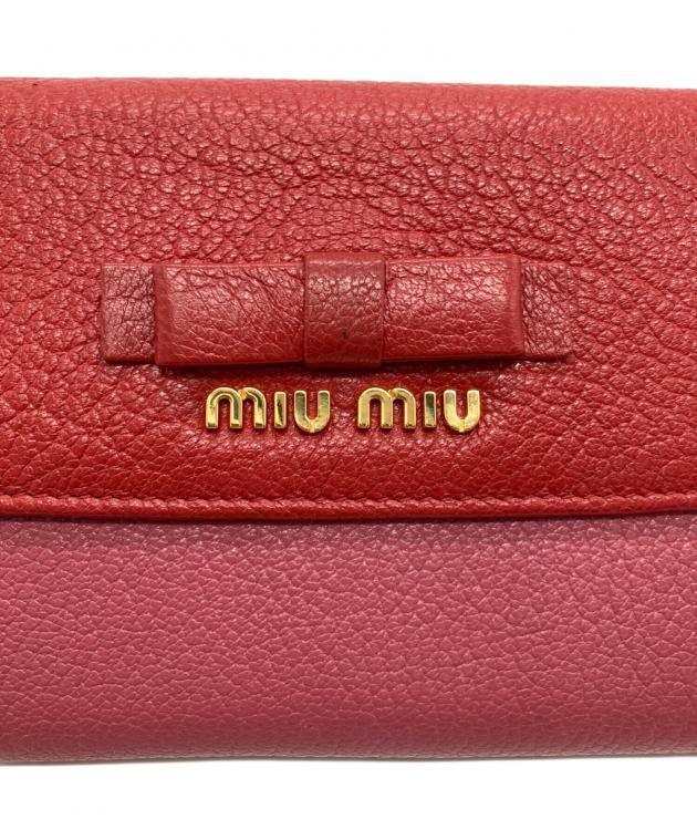 中古・古着通販】MIU MIU (ミュウミュウ) リボン長財布 レッド サイズ