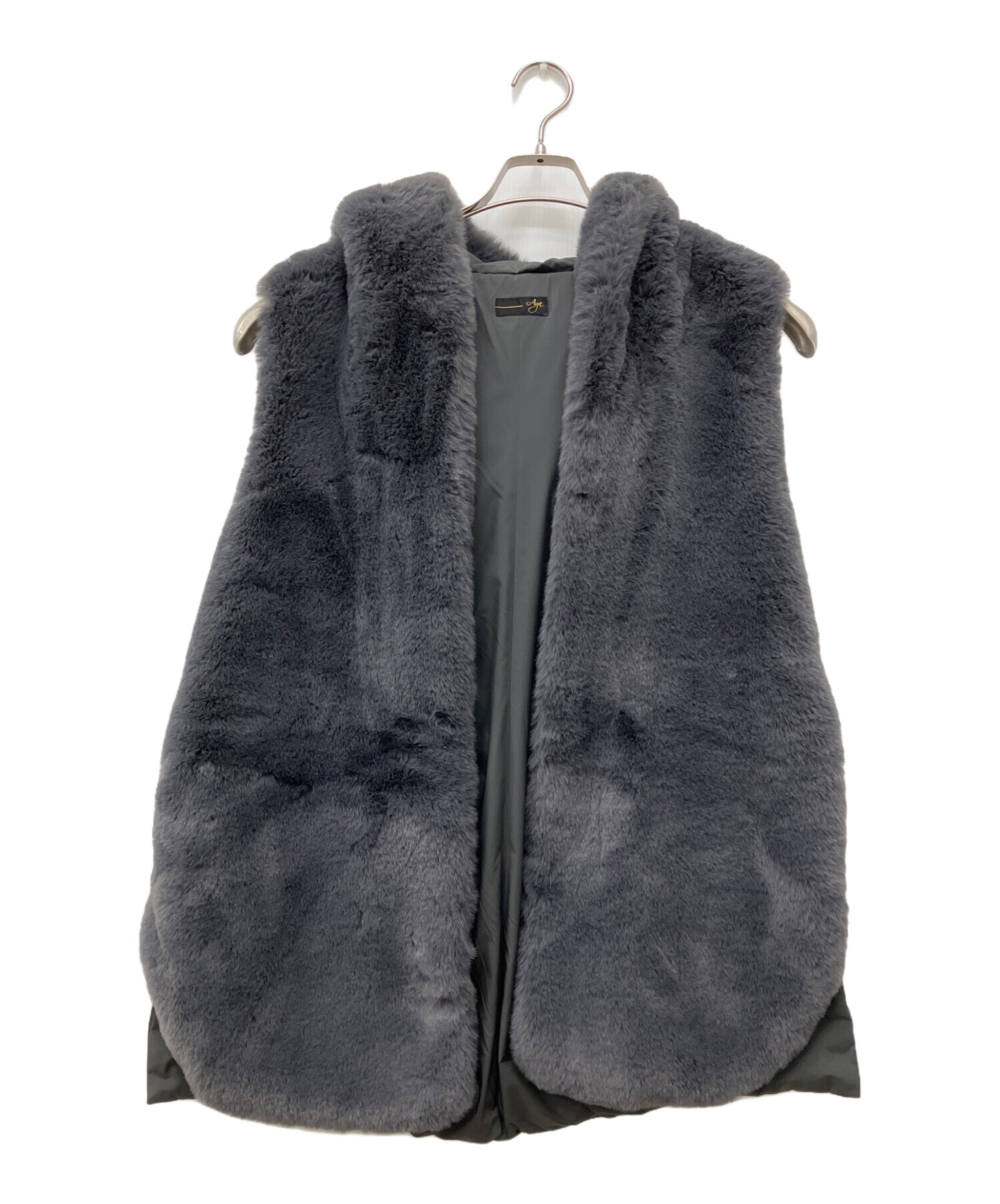 中古・古着通販】Aga (アーガ) 切替フーデットファーベスト グレー