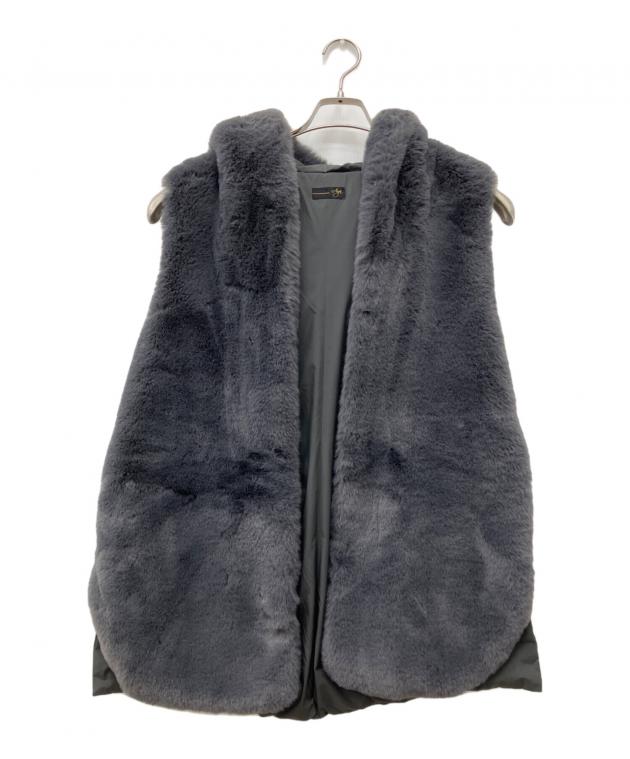 中古・古着通販】Aga (アーガ) 切替フーデットファーベスト グレー