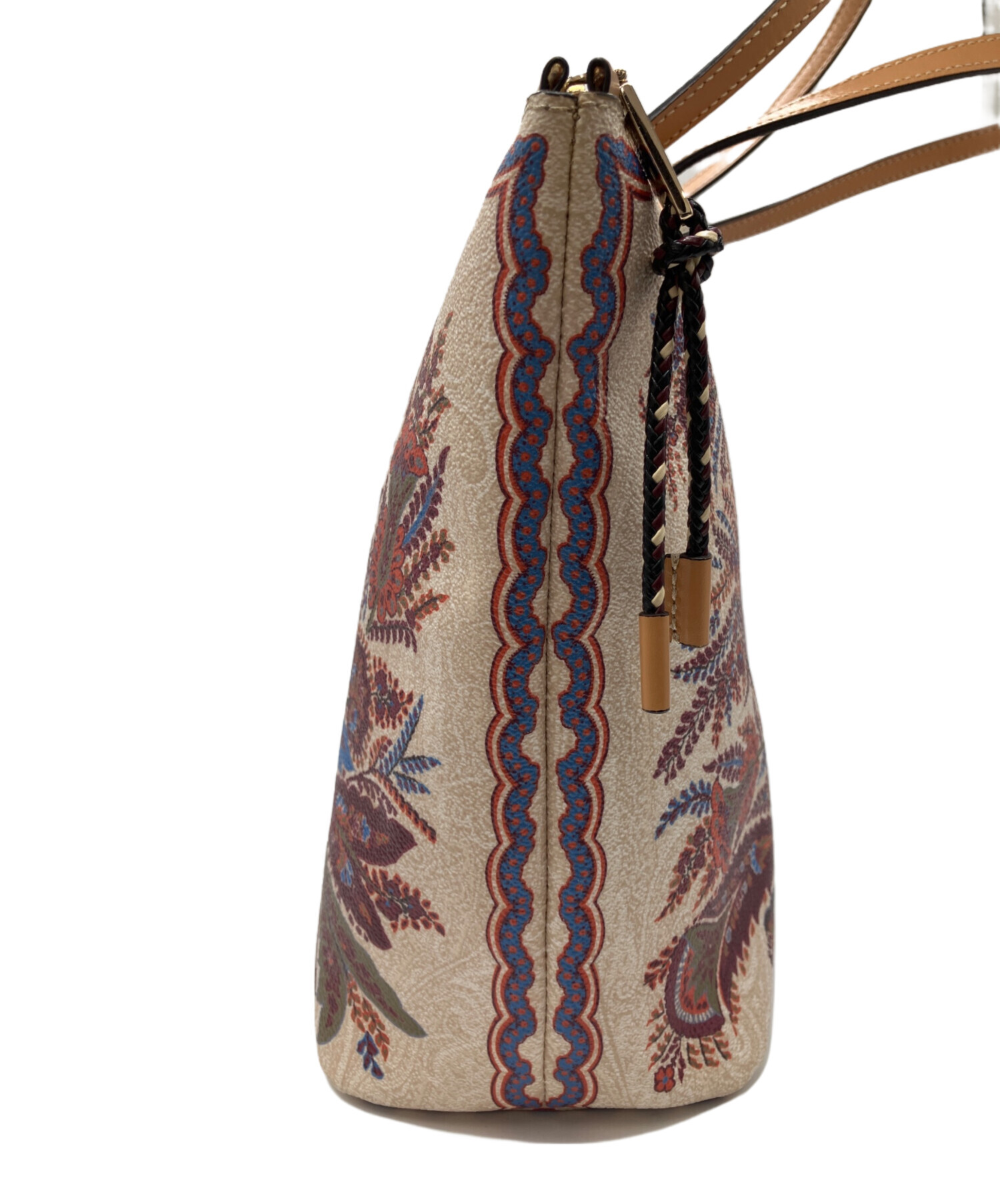 中古・古着通販】ETRO (エトロ) 花柄トートバッグ ベージュ×ボルドー 