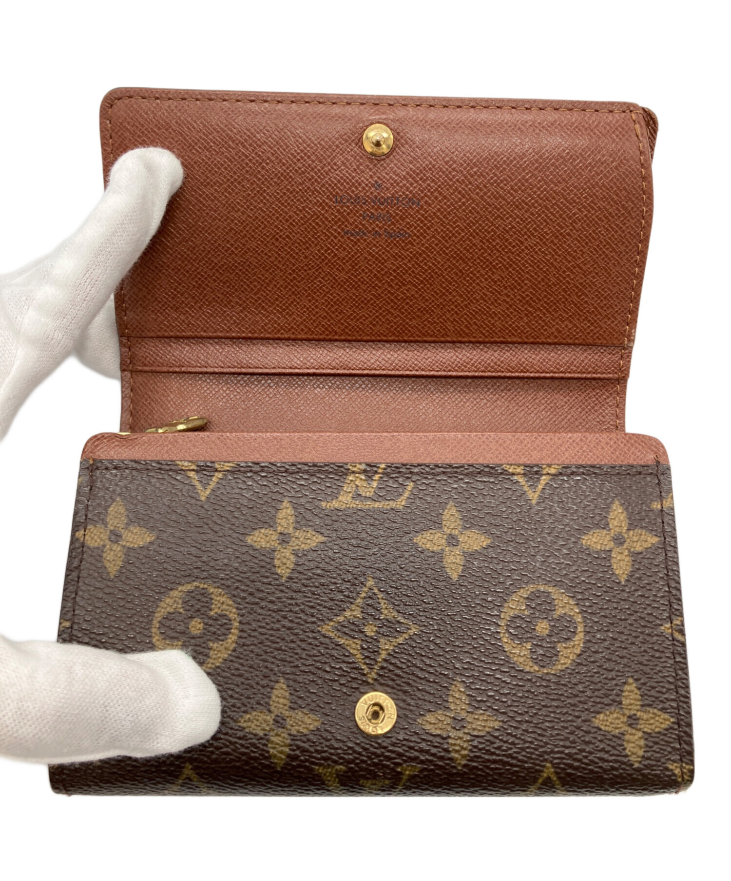 Louis Vuitton 二つ折り財布 ダークブラウン　ルイヴィトン 中古・古着通販】LOUIS VUITTON (ルイ ヴィトン) 2つ折り財布 ブラウン
