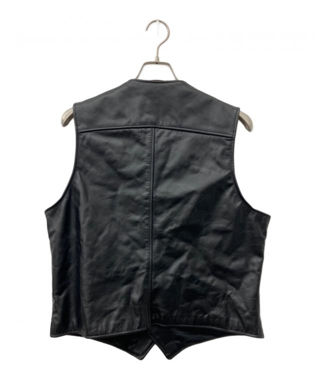 Schott ブラック レザー ベスト L 中古・古着通販】Schott (ショット) レザーベスト ブラック サイズ:L