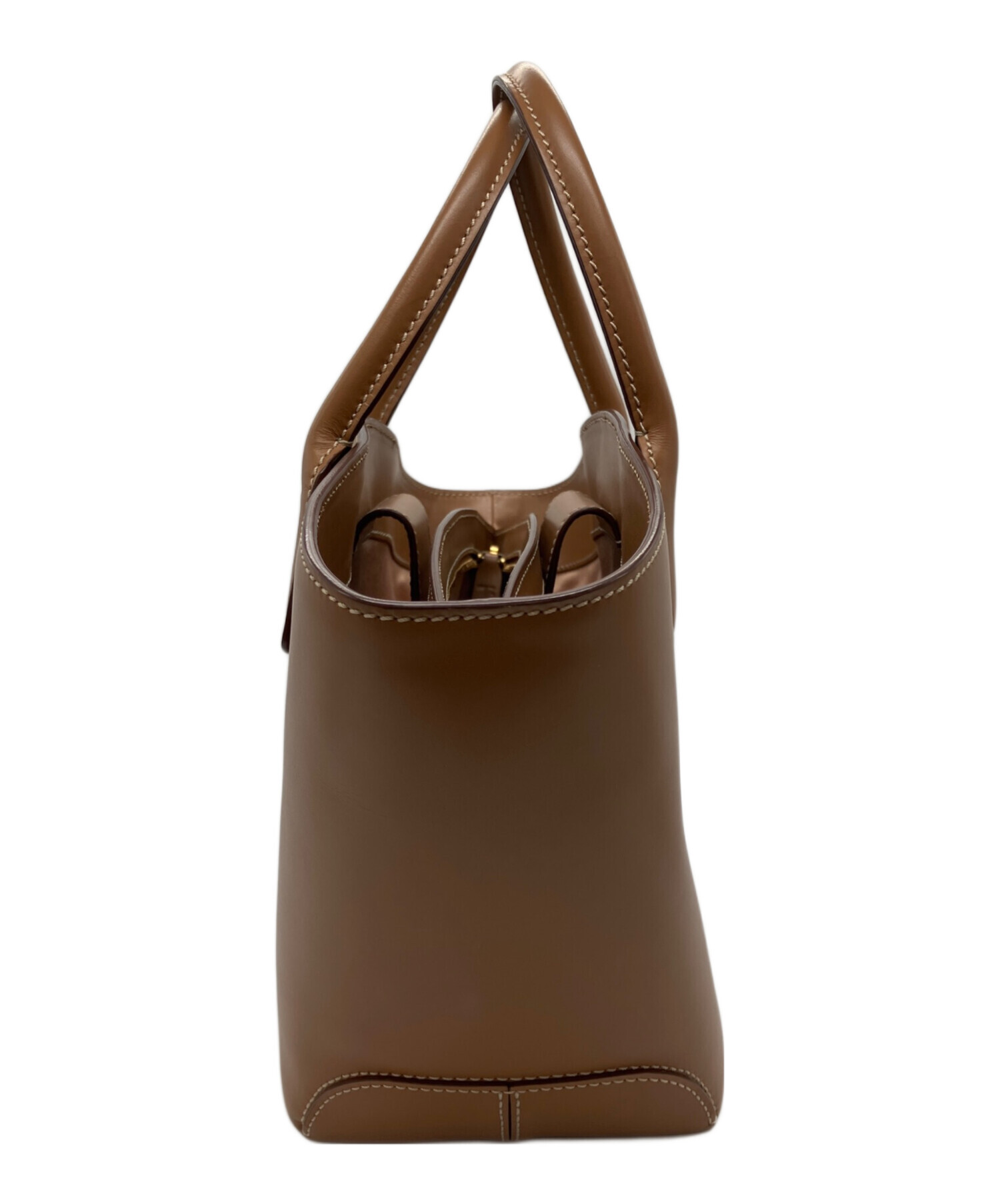 TOD’S ブラウン レザー ハンドバッグ 中古・古着通販】TOD'S (トッズ) 舟型レザーハンドバッグ ブラウン