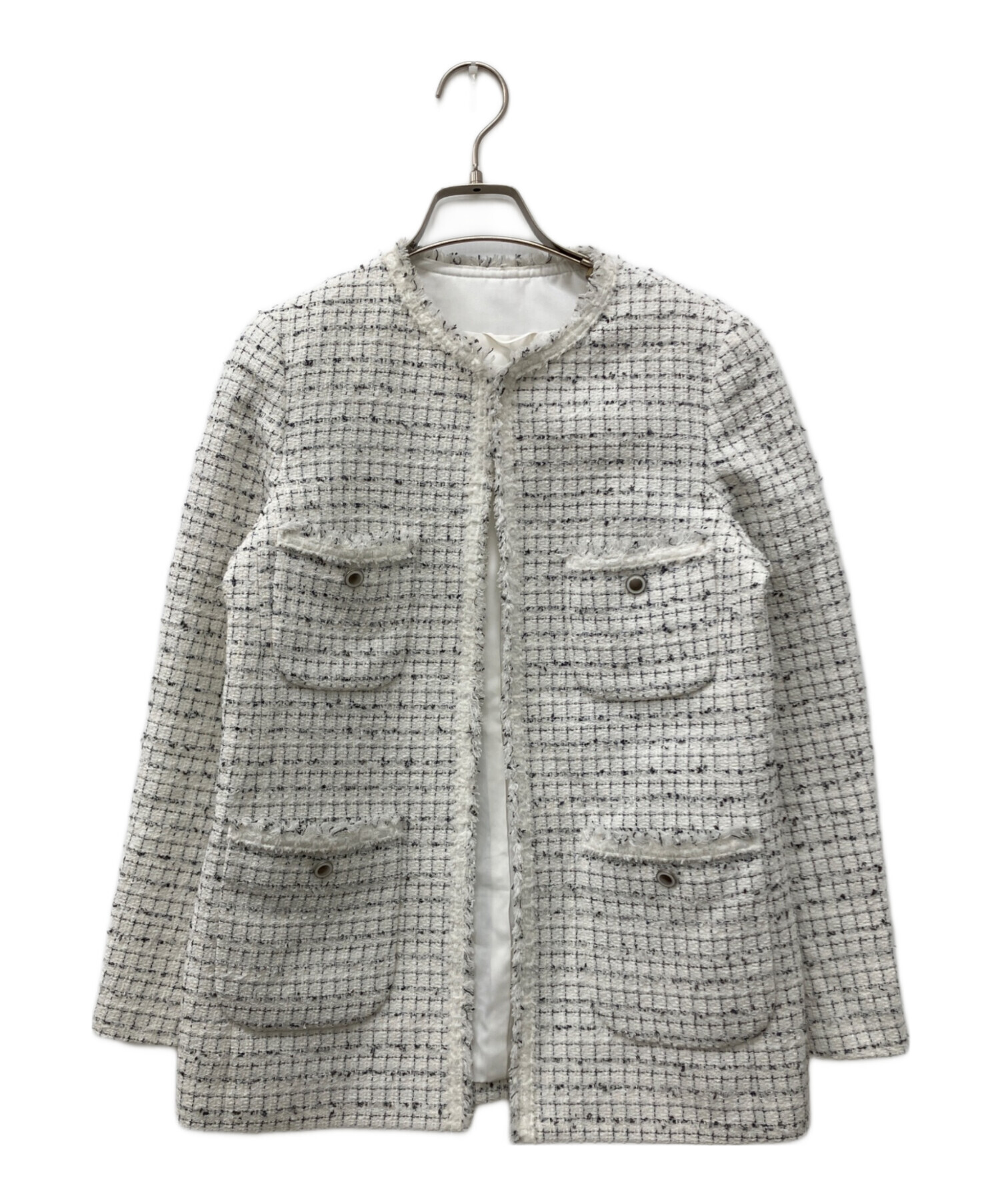 中古・古着通販】ANAYI (アナイ) ミックスツィードノーカラーハーフ