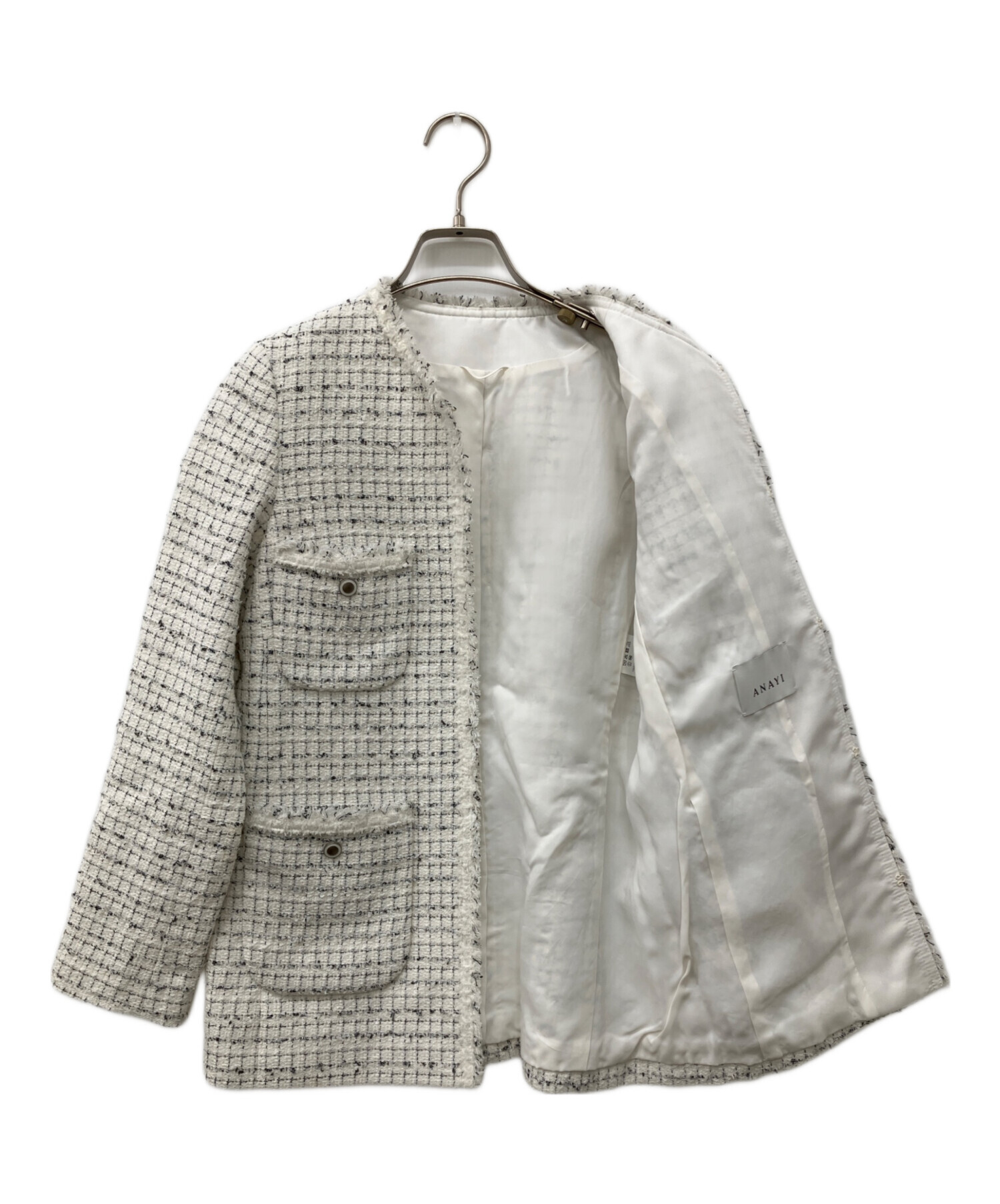 中古・古着通販】ANAYI (アナイ) ミックスツィードノーカラーハーフ