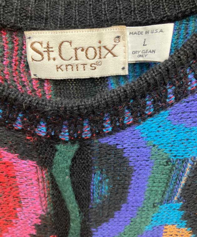 USA製 St.Croix L 総柄3D半袖ニットT 古着 90s 古着 a2 90s USA製 ST