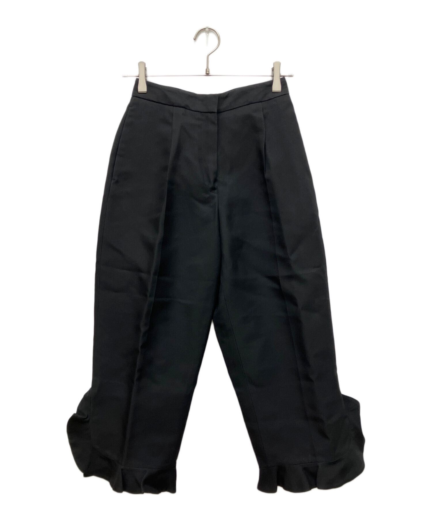 JIL SANDER ブラック タックパンツ 未使用タグ付 ジルサンダー 中古・古着通販】JIL SANDER (ジルサンダー) フリルヘム タックパンツ