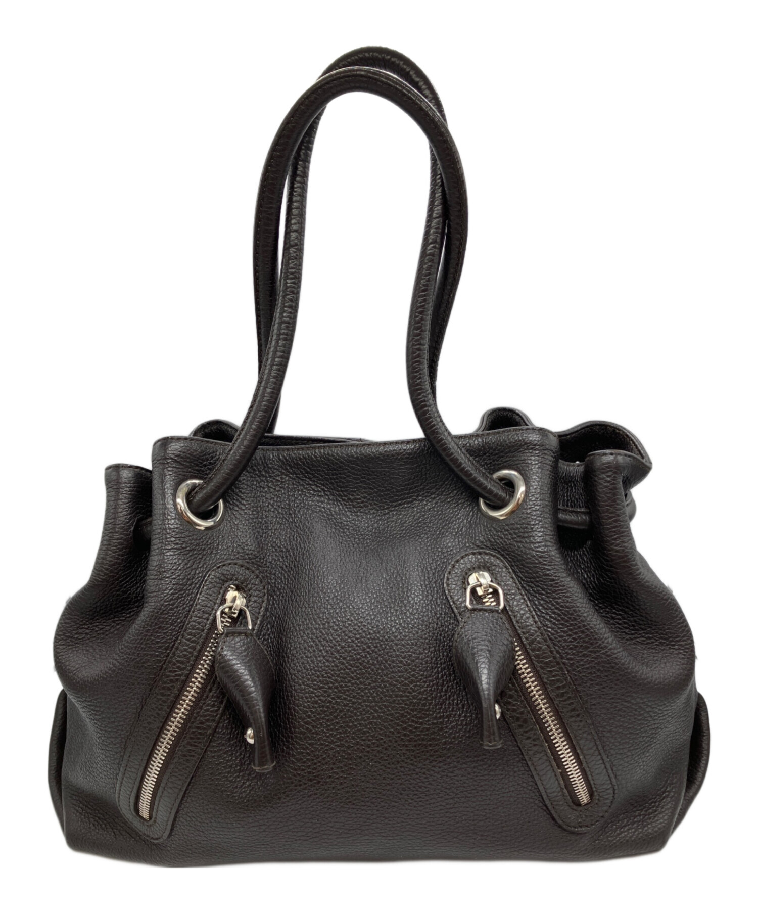 中古・古着通販】FURLA (フルラ) レザーエディターズバッグ ブラウン 