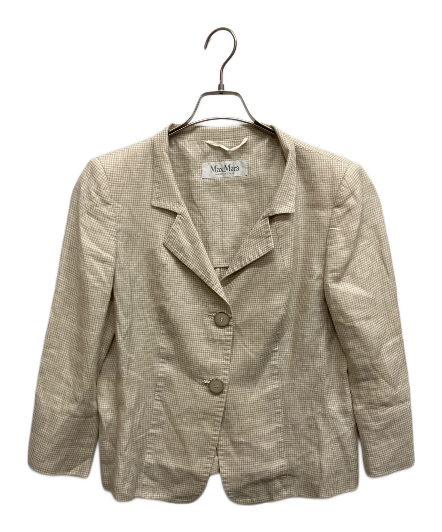 【未使用•タグ付✨】MaxMara リネン混 銀タグ テーラードジャケット 36 中古・古着通販】MaxMara (マックスマーラ) 千鳥格子テーラード