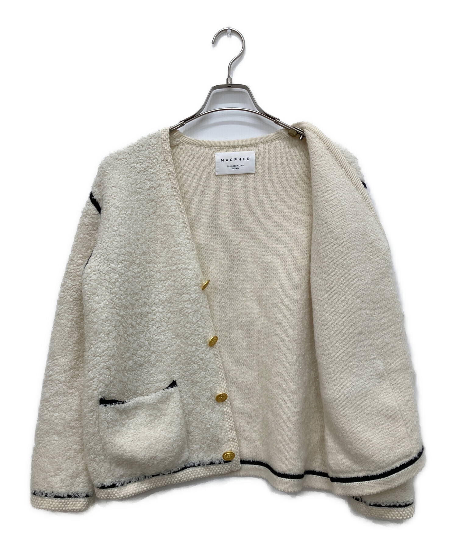MACPHEE カシミア 春色 薄手 カーディガン 未使用 中古・古着通販】MACPHEE (マカフィー) ムートンVネックカーディガン