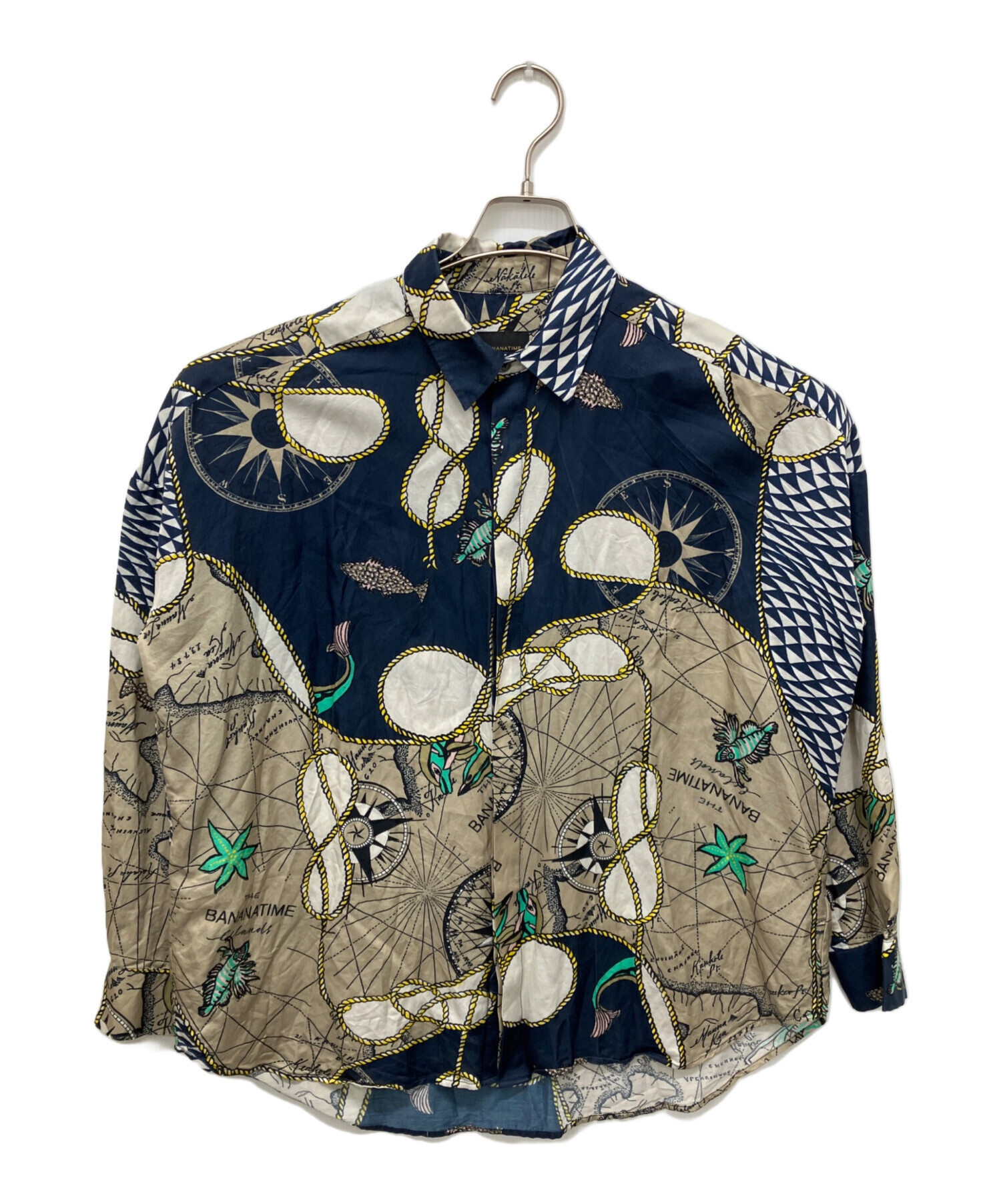 BANANATIME バナナタイム 長袖シルクシャツ Mサイズ 中古・古着通販】BANANATIME (バナナタイム) SILK BLEND MAP SHIRT